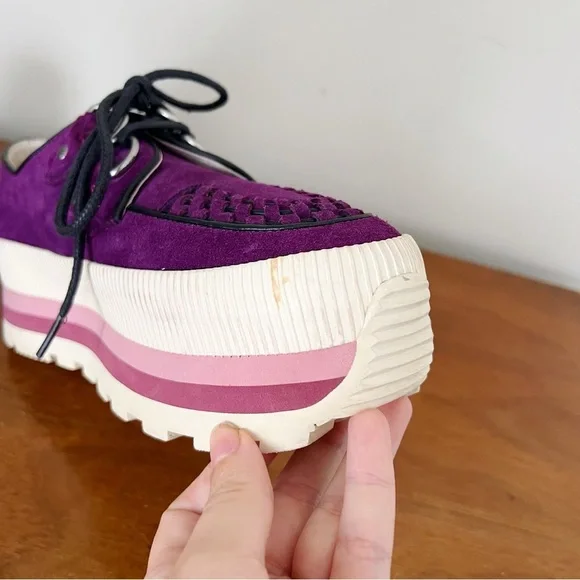 COACH • Platform Sneaker creeper chunky purple suede leather lug sole grunge - Picture 11 of 13